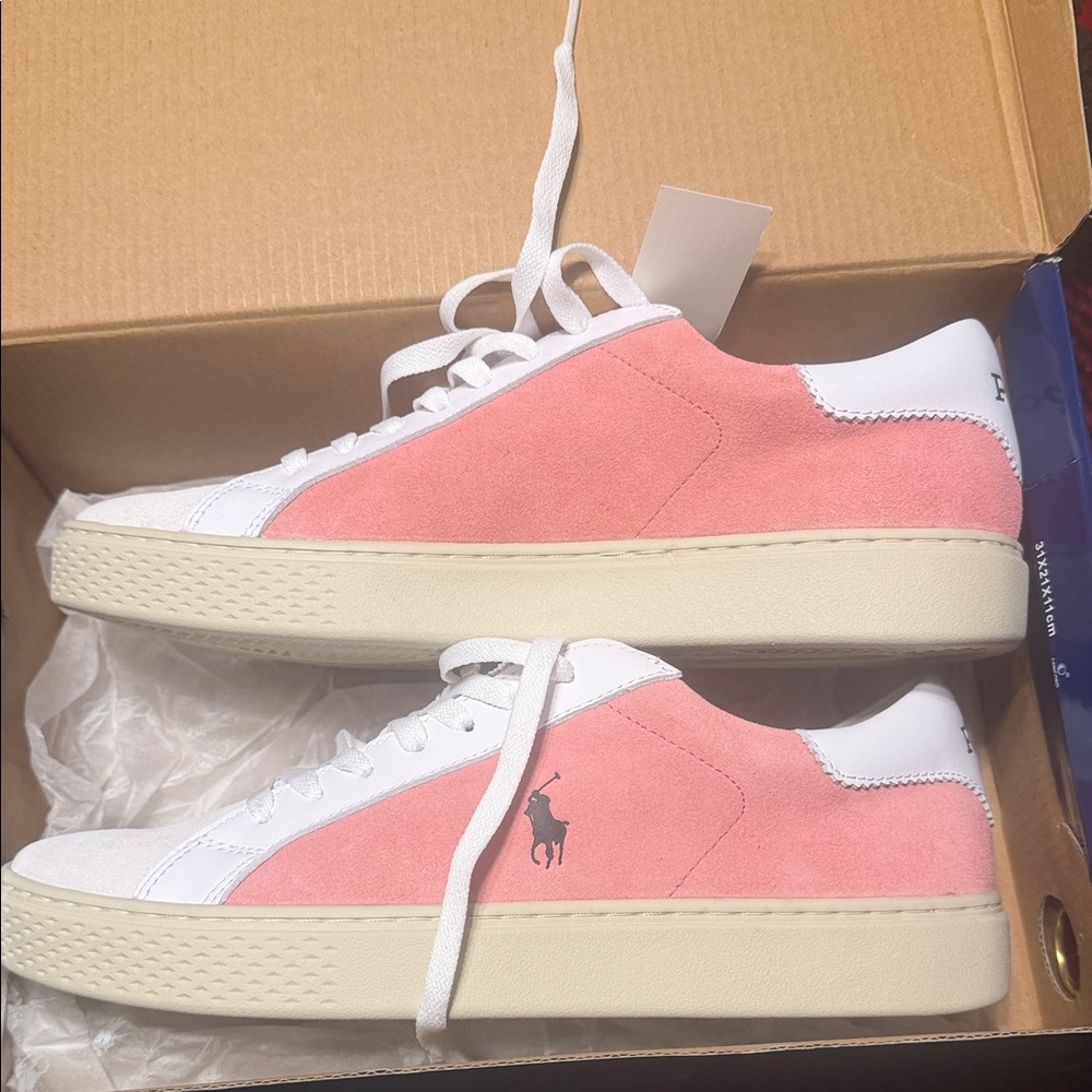 Polo by Ralph Lauren Women's Pink and White Sneakers